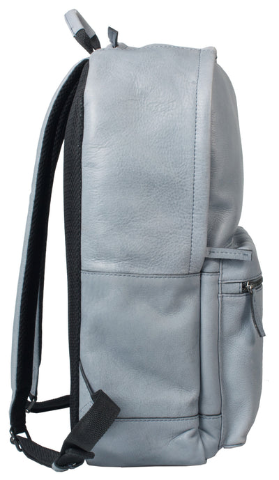 HIDEONLINE DUSTY BLUE REAL LEATHER LAPTOP BACKPACK
