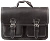 HIDEONLINE RUGGED THICK BLACK LEATHER SATCHEL BAG / TRENDY BRIEFCASE