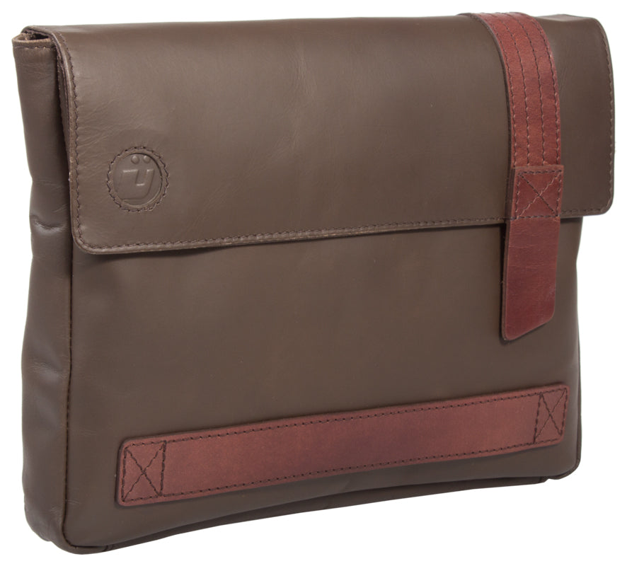 UBERBAG BROWN LEATHER MILITARY MEN CLUTCH