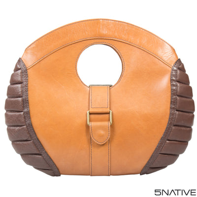 5native brown tan real leather trendy ladies clutch bag with unique design 4