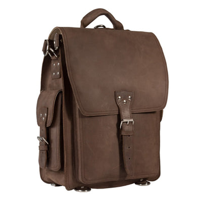 Mud brown crazy horse vegetable tanned leather large backpack 9