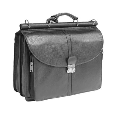 Black real leather briefcase, laptop compatible 2
