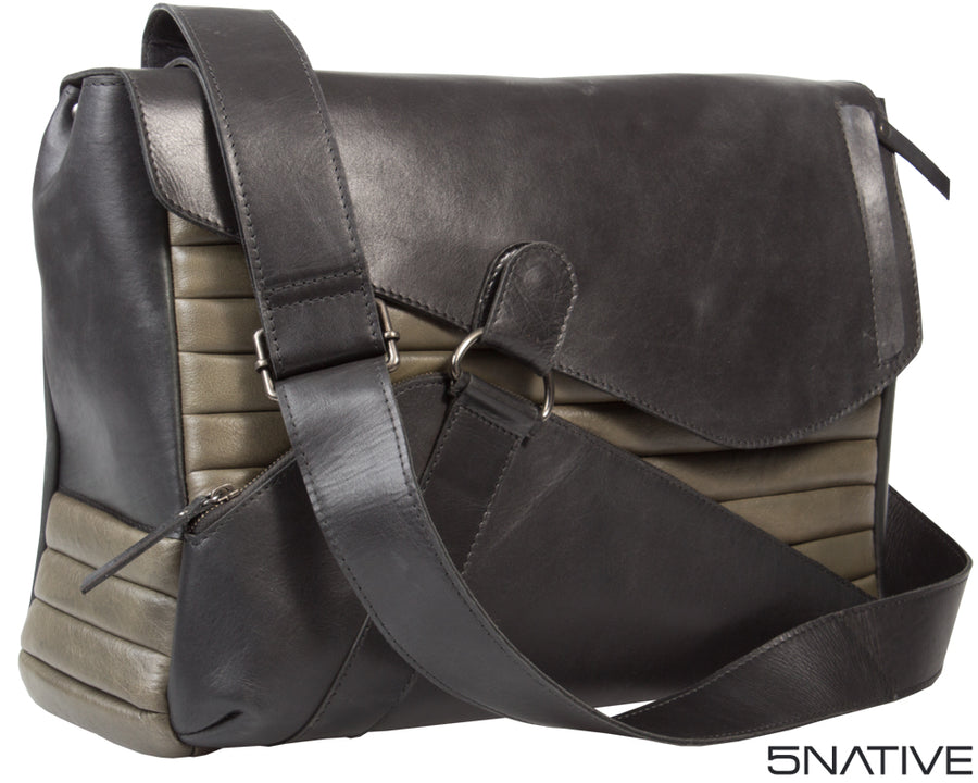 5native  black grey olive real leather trendy messenger bag with unique design 1