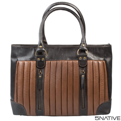 5native brown tan real leather trendy ladies laptop work bag, business bag, laptop compatible with unique design 9