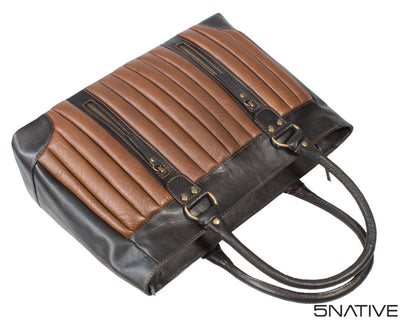5native brown tan real leather trendy ladies laptop work bag, business bag, laptop compatible with unique design 8