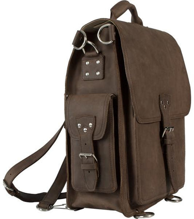 Mud brown crazy horse vegetable tanned leather large backpack 5