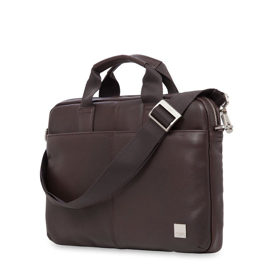 KNOMO STANFORD BROWN REAL LEATHER BRIEFCASE LAPTOP BAG