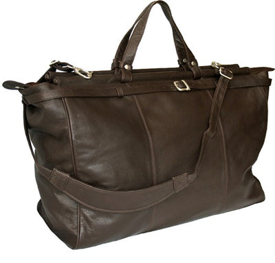 dark brown real leather luggage bag, brown holdall, brown leather duffle bag, gym bag 1