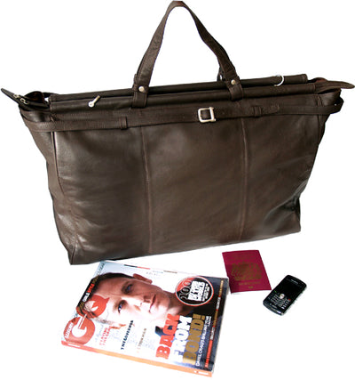 dark brown real leather luggage bag, brown holdall, brown leather duffle bag, gym bag 2