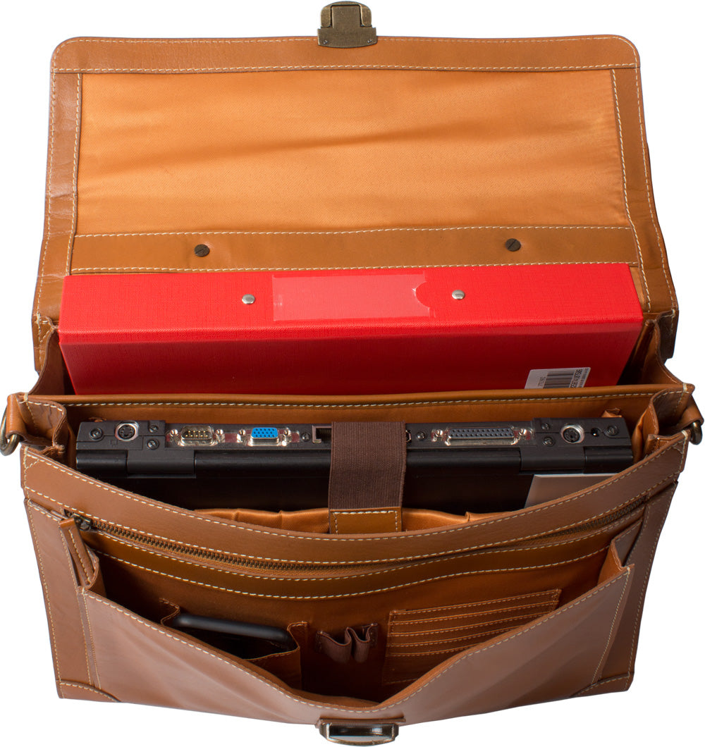 COMBO OFFER  TAN/ COGNAC LEATHER TOP ROD HOLDALL / DUFFLE / CABIN BAG AND TAN BRIEFCASE