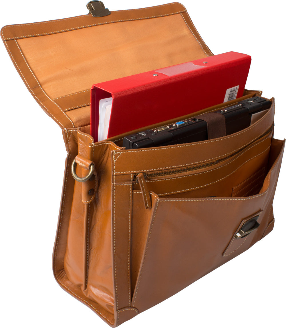 COMBO OFFER  TAN/ COGNAC LEATHER TOP ROD HOLDALL / DUFFLE / CABIN BAG AND TAN BRIEFCASE