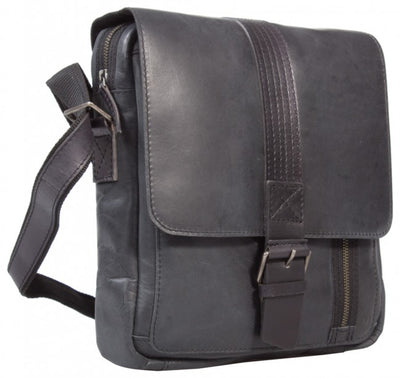 COMBO OFFER UBERBAG GREY BLACK  LEATHER MILITARY MESSENGER / SMALL CROSSOVER