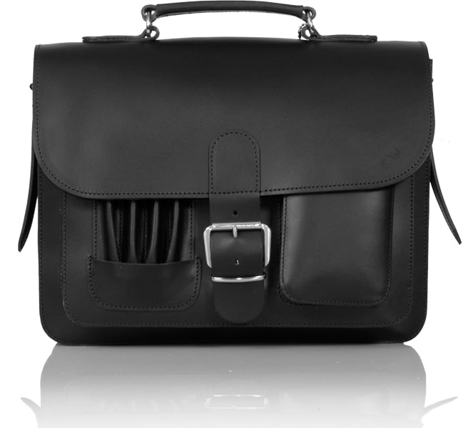 ANGEL VEGETABLE TANNED BLACK LEATHER SMALL SATCHEL / BACKPACK