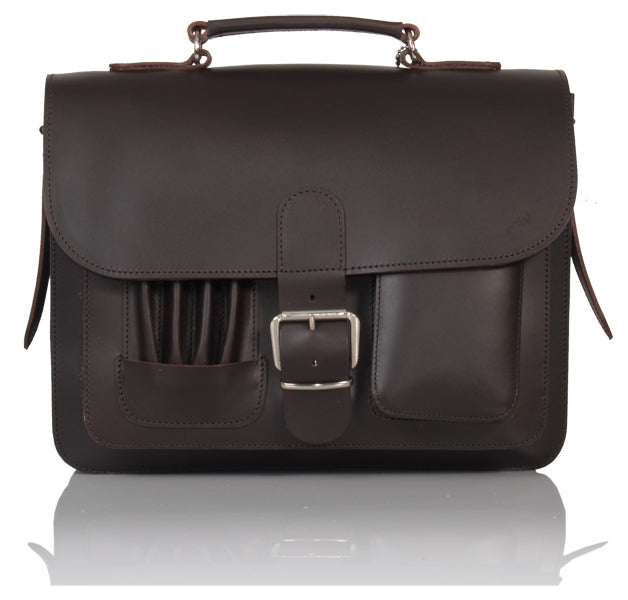 ANGEL VEGETABLE TANNED DARK BROWN LEATHER SMALL SATCHEL / BACKPACK