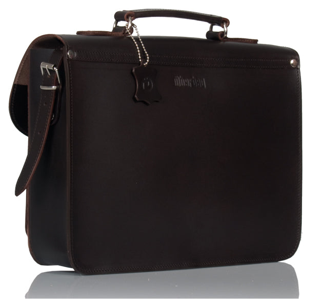 ANGEL VEGETABLE TANNED DARK BROWN LEATHER SMALL SATCHEL / BACKPACK