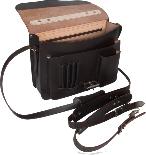 ANGEL VEGETABLE TANNED DARK BROWN LEATHER SMALL SATCHEL / BACKPACK