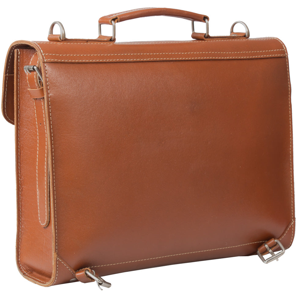 HIDEONLINE VINTAGE TAN BRIDLE LEATHER SLIMLINE SATCHEL BACKPACK