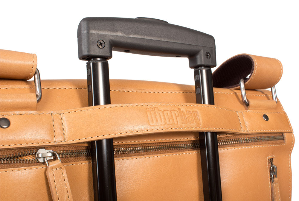 UBERBAG TAN REAL LEATHER LARGE MESSENGER BAG / MAN BAG