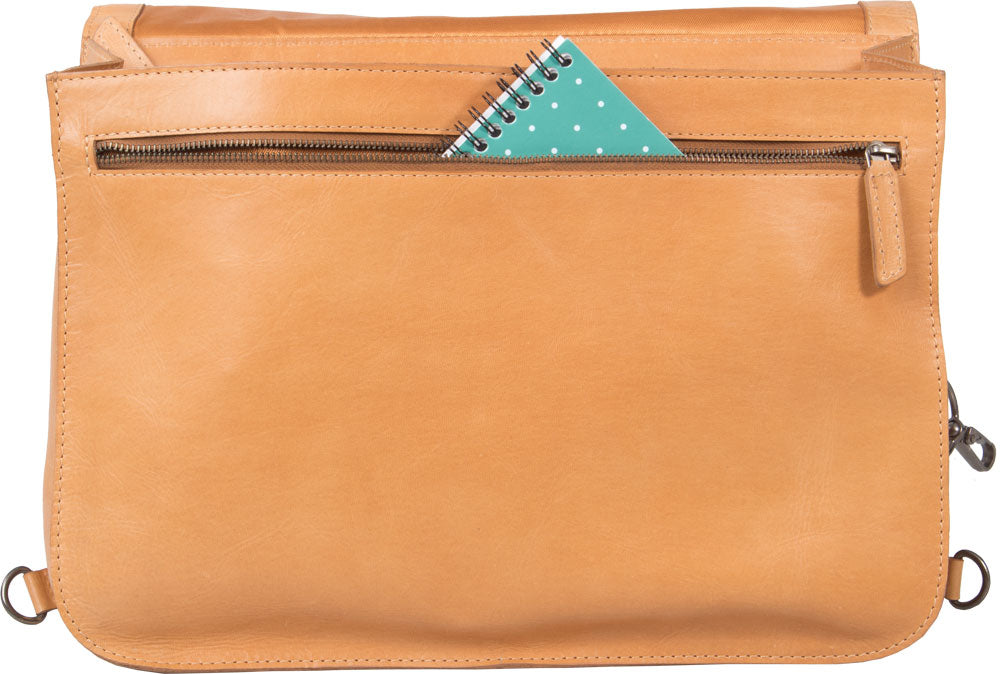 UBERBAG TAN REAL LEATHER LARGE MESSENGER BAG / MAN BAG