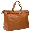 HIDEONLINE TAN/ COGNAC LEATHER TOP ROD HOLDALL / DUFFLE / CABIN BAG