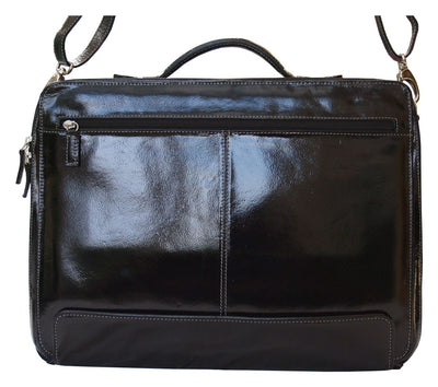 HIDEONLINE PATENT REAL LEATHER BLACK 17" LAPTOP CASE