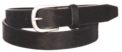 PAGANI REAL LEATHER BLACK HAIR ON SKINNY LADIES BELT