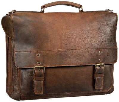 JOST RANDERS 2443 COGNAC LEATHER LAPTOP BRIEFCASE