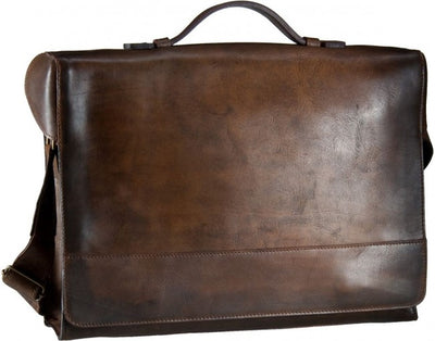 JOST RANDERS 2453 COGNAC LEATHER LARGE MESSENGER BAG / BRIEFCASE