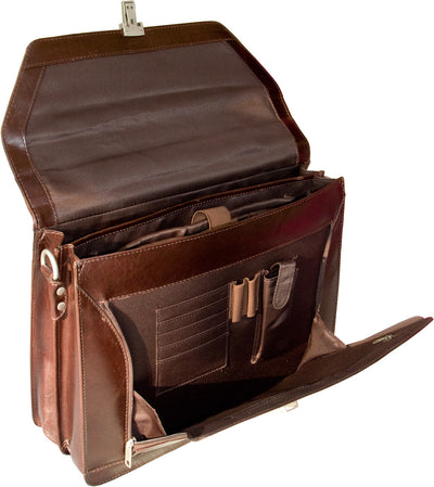 HIDEONLINE BROWN LEATHER LAPTOP BRIEFCASE