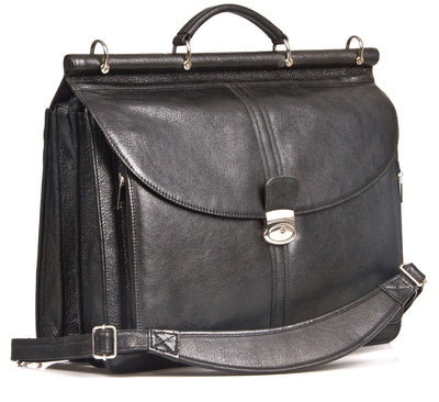 HIDEONLINE BLACK LEATHER TOP ROD 15" LAPTOP BRIEFCASE