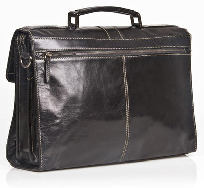 HIDEONLINE ELEGANT & LUXURIOUS ITALIAN BLACK REAL LEATHER BRIEFCASE