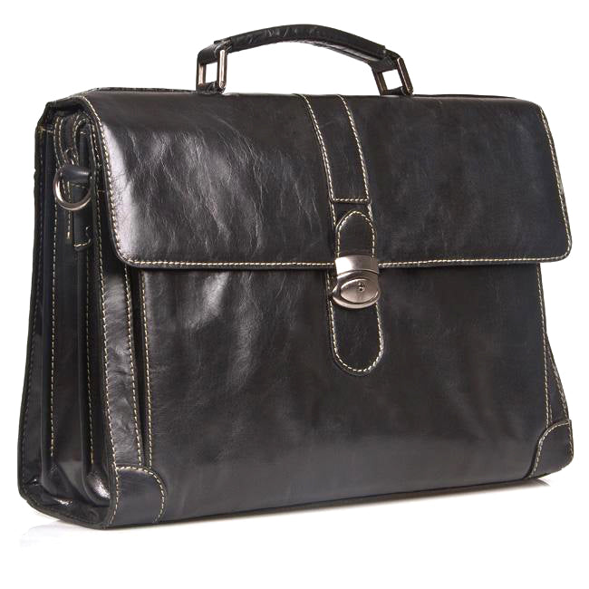 HIDEONLINE ELEGANT & LUXURIOUS ITALIAN BLACK REAL LEATHER BRIEFCASE