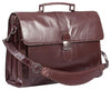 HIDEONLINE ELEGANT & LUXURIOUS ITALIAN DARK BROWN REAL LEATHER 17" BRIEFCASE