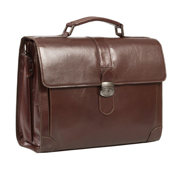 HIDEONLINE ELEGANT & LUXURIOUS ITALIAN BROWN REAL LEATHER BRIEFCASE