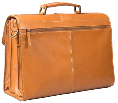 HIDEONLINE ELEGANT & LUXURIOUS ITALIAN TAN REAL LEATHER 17" BRIEFCASE