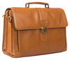 HIDEONLINE ELEGANT & LUXURIOUS ITALIAN TAN REAL LEATHER 17" BRIEFCASE