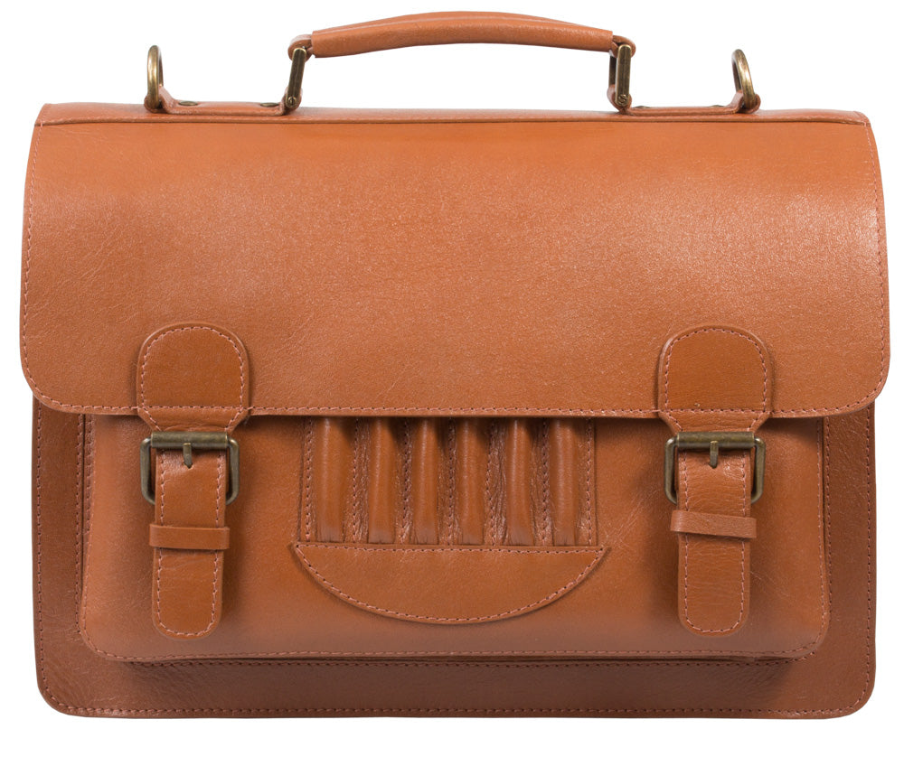 Tan leather satchel veg tan leather 3