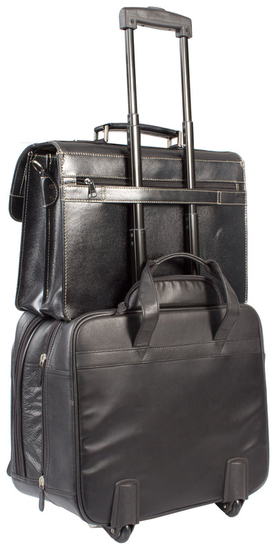 HIDEONLINE VINTAGE BLACK BRIDLE REAL LEATHER SATCHEL BRIEFCASE