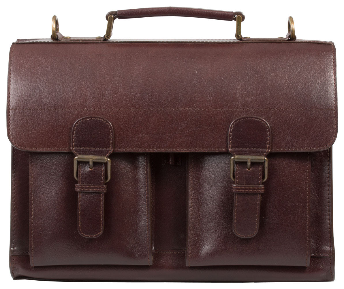 HIDEONLINE VINTAGE CONKER BROWN BRIDLE LEATHER SATCHEL BRIEFCASE