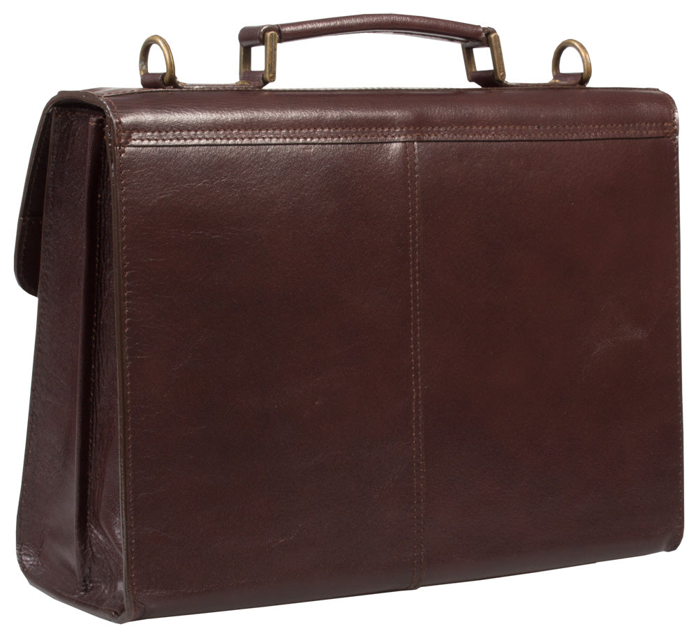 HIDEONLINE VINTAGE CONKER BROWN BRIDLE LEATHER SATCHEL BRIEFCASE
