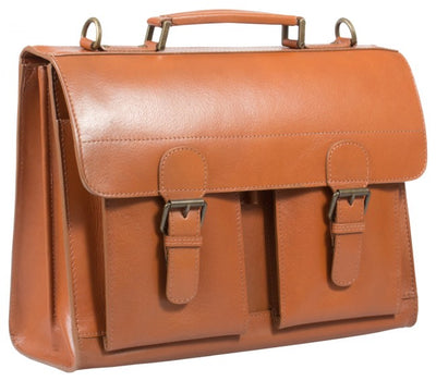 Cognac Tan Real leather large Satchel in Vegetable tanned leather 1