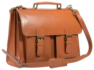 Cognac Tan Real leather large Satchel in Vegetable tanned leather 6