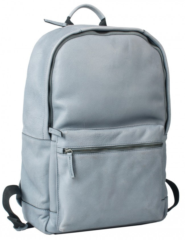 COMBO OFFER HIDEONLINE DUSTY BLUE REAL LEATHER LAPTOP BACKPACK / SLINGBACK