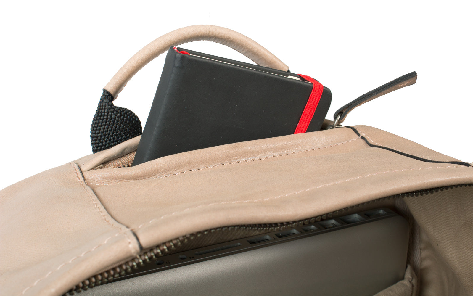 HIDEONLINE BONE/ BEIGE REAL LEATHER LAPTOP BACKPACK