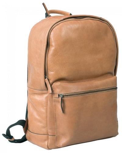 HIDEONLINE TAN COGNAC REAL LEATHER LAPTOP BACKPACK