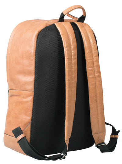 HIDEONLINE TAN COGNAC REAL LEATHER LAPTOP BACKPACK