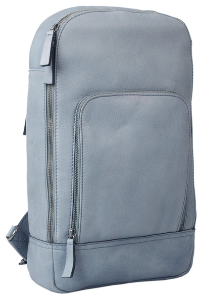 HIDEONLINE DUSTY BLUE REAL LEATHER BACKPACK / SLING BAG