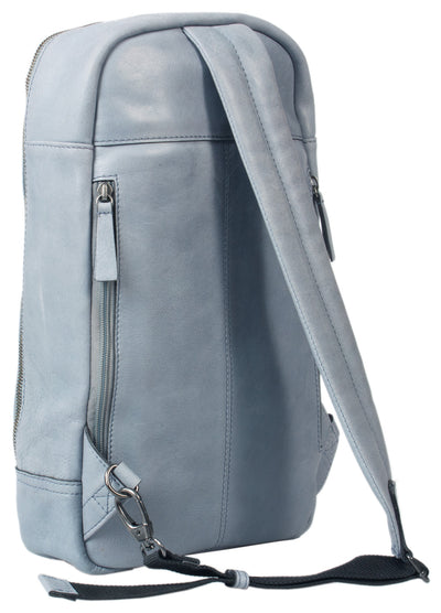 HIDEONLINE DUSTY BLUE REAL LEATHER BACKPACK / SLING BAG