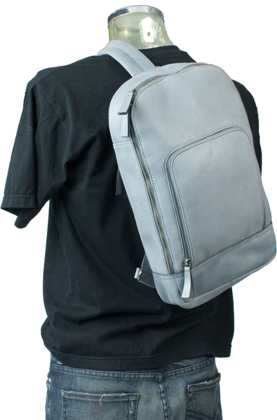 HIDEONLINE DUSTY BLUE REAL LEATHER BACKPACK / SLING BAG