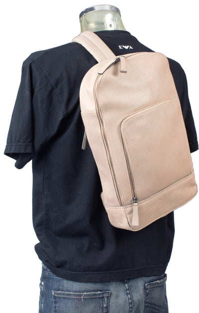 HIDEONLINE BONE / BEIGE REAL LEATHER BACKPACK / SLING BAG